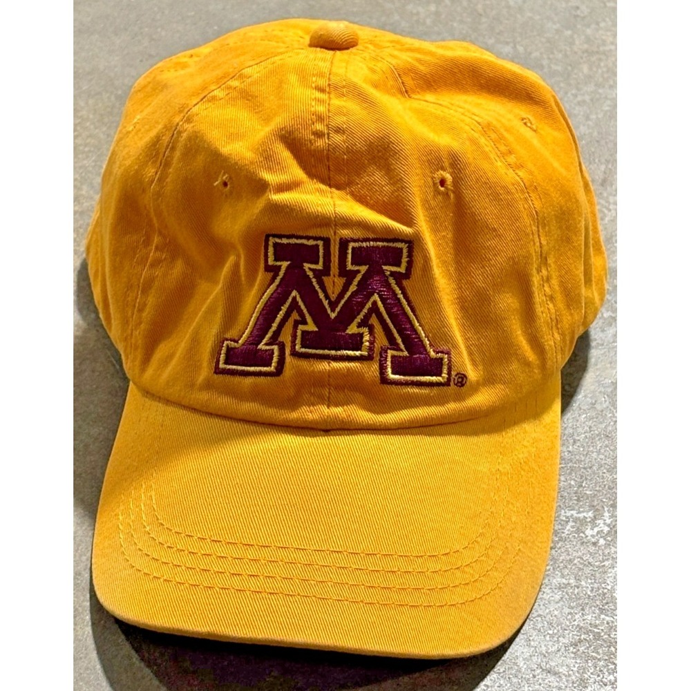 Vintage Minnesota Golden Gophers M Logo NCAA Strapback Hat Cap Yellow